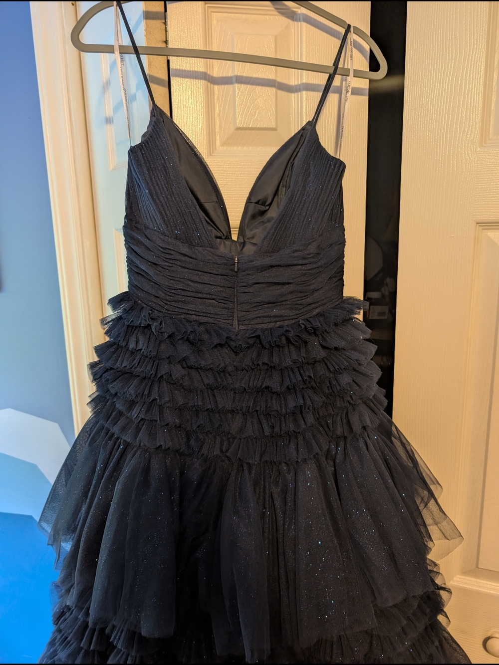 Sherri Hill Black Ruffled Tiered Prom Gown - Picture 3 of 4